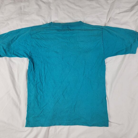 Vintage Levis Big Jean Kids Small Graphic Tee Shirt Turquoise School Casual - Picture 2 of 10